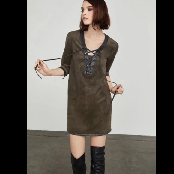 BCBG Maxazria Brown Suede Dress
